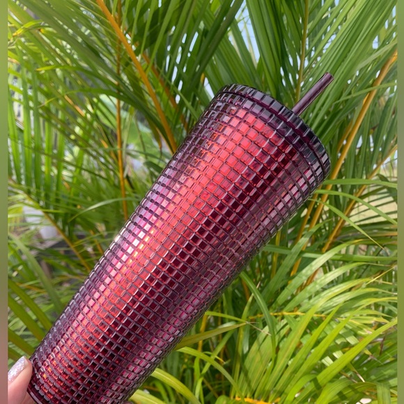 Starbucks Plum Maroon Grid Studded Cold Cup Tumbler Venti 24oz Insulated NWT - Picture 9 of 14
